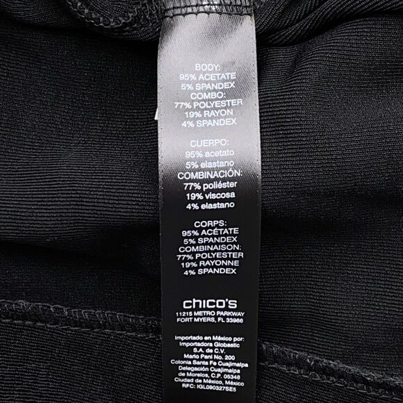 Chicos Travelers Black Textured Wet Look Slinky Open Front Cardigan Shirt Sz 1 M - Picture 7 of 8